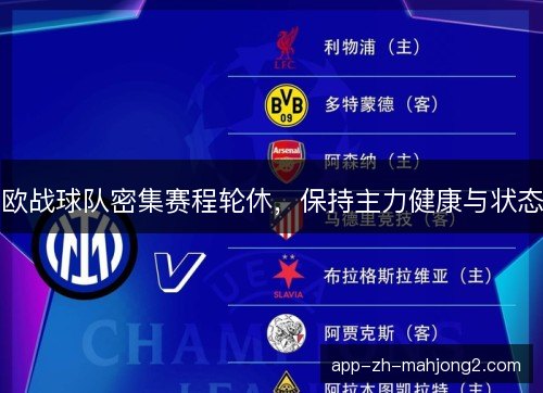 欧战球队密集赛程轮休，保持主力健康与状态